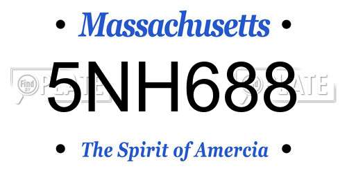 5NH688 Massachusetts License Plate