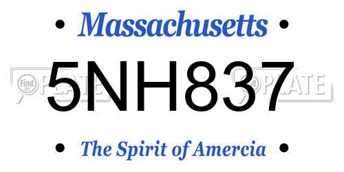 5NH837 Massachusetts License Plate