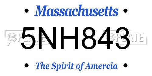 5NH843 Massachusetts License Plate