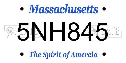 5NH845 Massachusetts License Plate