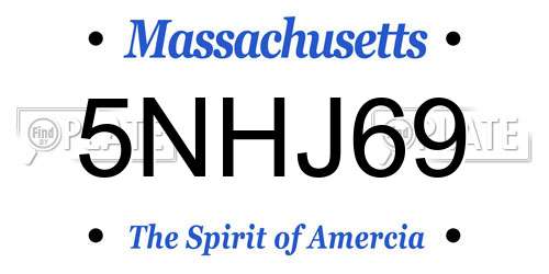 5NHJ69 Massachusetts License Plate