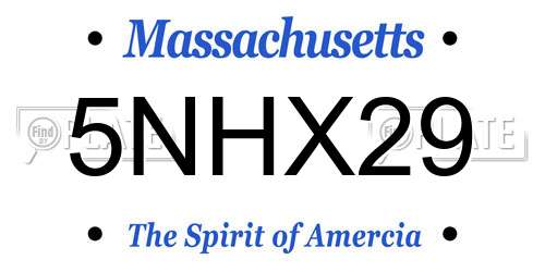 5NHX29 Massachusetts License Plate