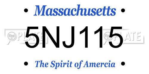 5NJ115 Massachusetts License Plate