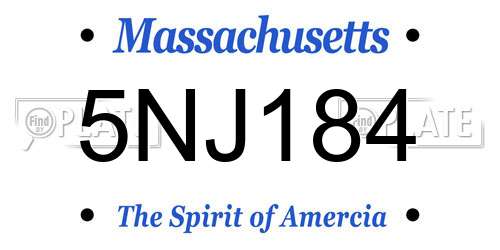 5NJ184 Massachusetts License Plate