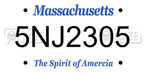 5NJ2305 Massachusetts License Plate