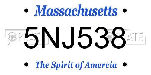 5NJ538 Massachusetts License Plate