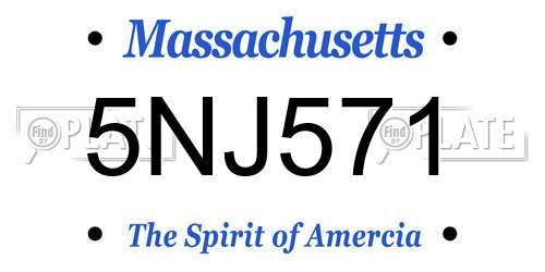 5NJ571 Massachusetts License Plate