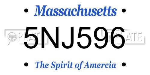 5NJ596 Massachusetts License Plate