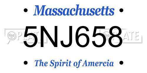 5NJ658 Massachusetts License Plate