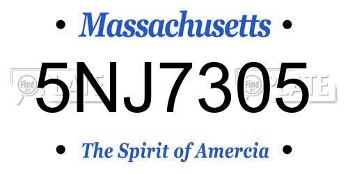 5NJ7305 Massachusetts License Plate