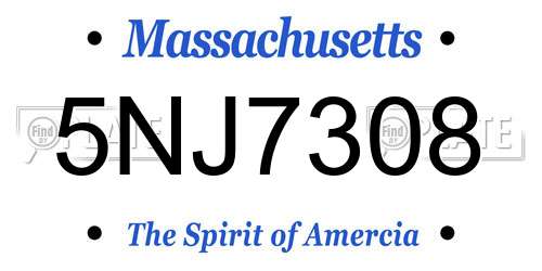 5NJ7308 Massachusetts License Plate