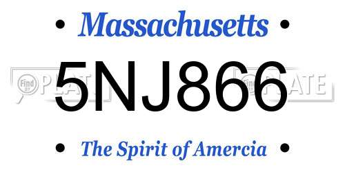 5NJ866 Massachusetts License Plate