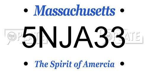 5NJA33 Massachusetts License Plate