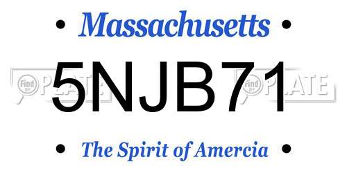 5NJB71 Massachusetts License Plate