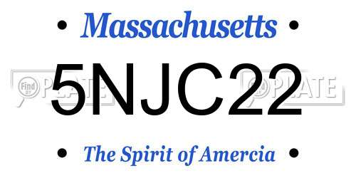 5NJC22 Massachusetts License Plate
