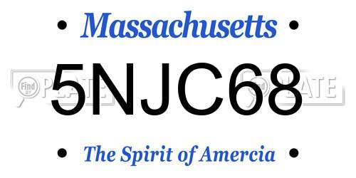 5NJC68 Massachusetts License Plate