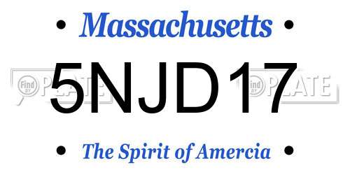 5NJD17 Massachusetts License Plate