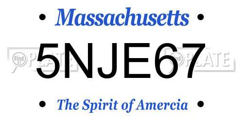 5NJE67 Massachusetts License Plate