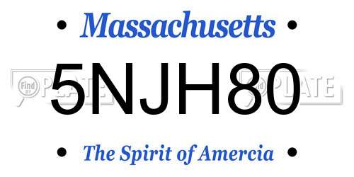 5NJH80 Massachusetts License Plate