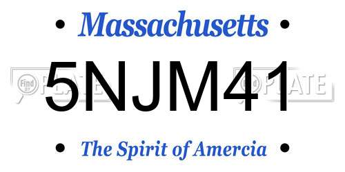 5NJM41 Massachusetts License Plate