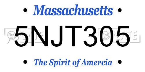 5NJT305 Massachusetts License Plate