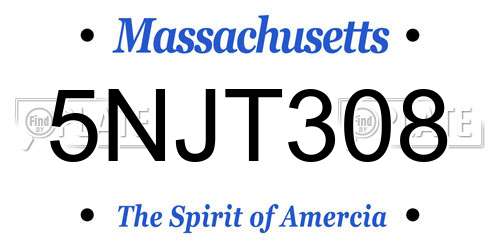 5NJT308 Massachusetts License Plate