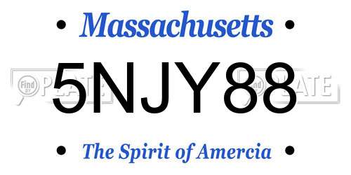 5NJY88 Massachusetts License Plate