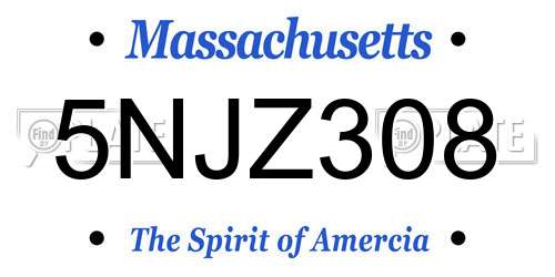 5NJZ308 Massachusetts License Plate