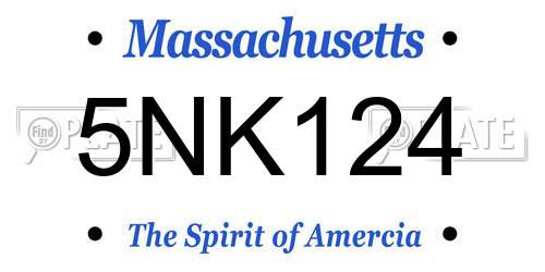 5NK124 Massachusetts License Plate
