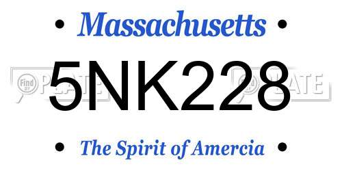 5NK228 Massachusetts License Plate