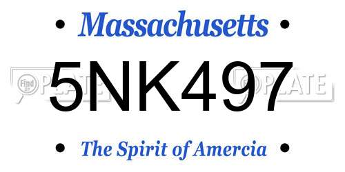 5NK497 Massachusetts License Plate