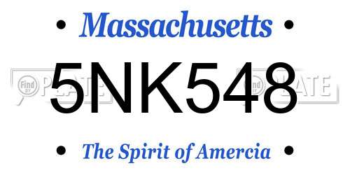 5NK548 Massachusetts License Plate