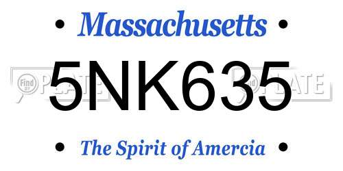5NK635 Massachusetts License Plate