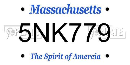 5NK779 Massachusetts License Plate
