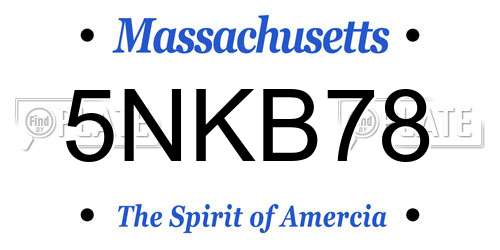 5NKB78 Massachusetts License Plate