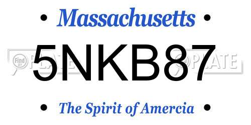 5NKB87 Massachusetts License Plate