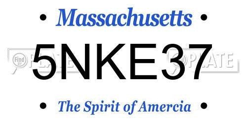 5NKE37 Massachusetts License Plate