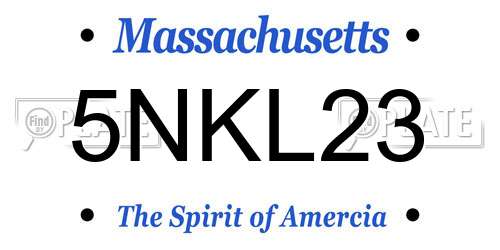 5NKL23 Massachusetts License Plate