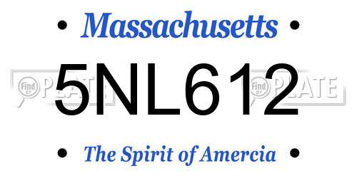 5NL612 Massachusetts License Plate