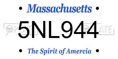 5NL944 Massachusetts License Plate