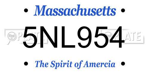 5NL954 Massachusetts License Plate