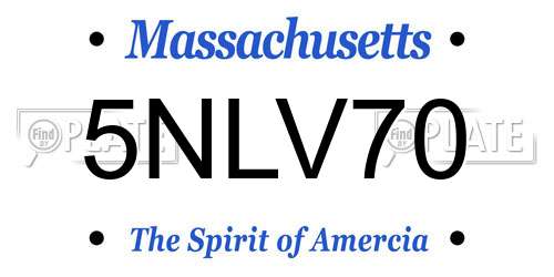 5NLV70 Massachusetts License Plate