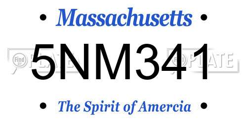 5NM341 Massachusetts License Plate