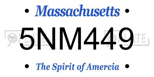 5NM449 Massachusetts License Plate
