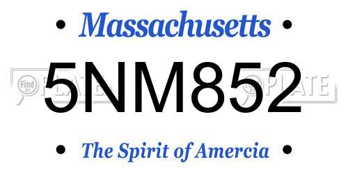 5NM852 Massachusetts License Plate