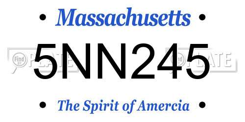 5NN245 Massachusetts License Plate