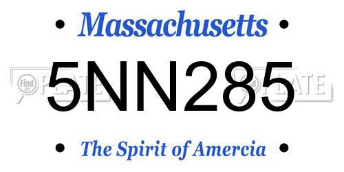 5NN285 Massachusetts License Plate