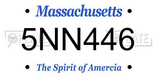 5NN446 Massachusetts License Plate