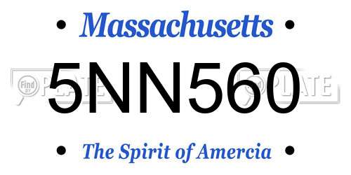 5NN560 Massachusetts License Plate