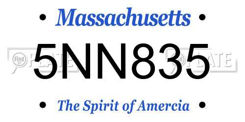 5NN835 Massachusetts License Plate
